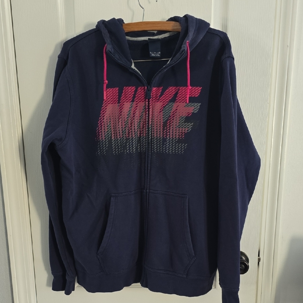 Nike Blue and Pink Zip Up Sweater